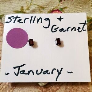 SOLD - 925 Sterling & Deep Garnet Studs